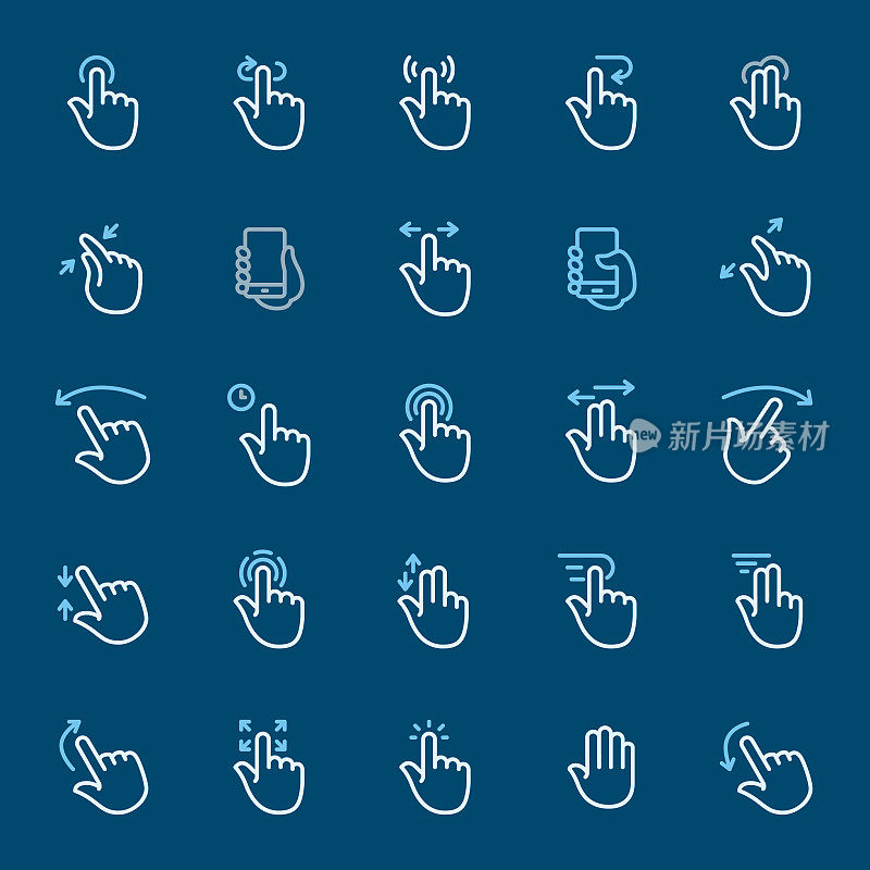 Touch Gestures - color outline icons